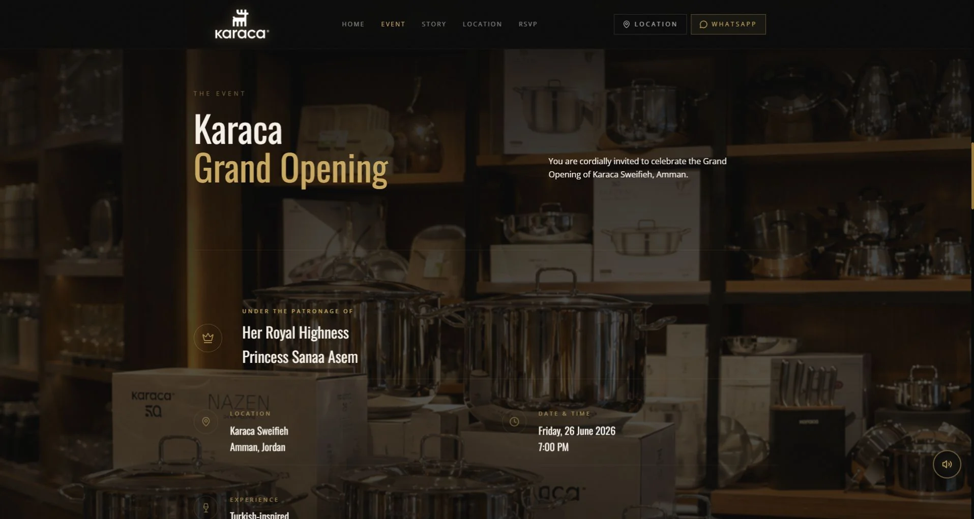 Karaca Grand Opening — genuine website capture 2